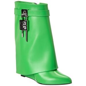 Givenchy Shark Lock Leather Boot, Green